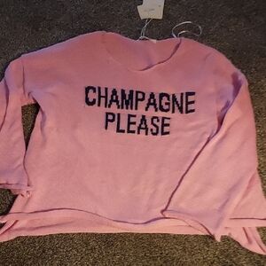 NWT, Miracle Pink Sweater with Bold Text